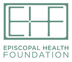 Episcopal Health Foundation Logo, green intertwined initials with green title text.